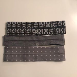 3 LULULEMON HEADBANDS AND LULULEMON BAG